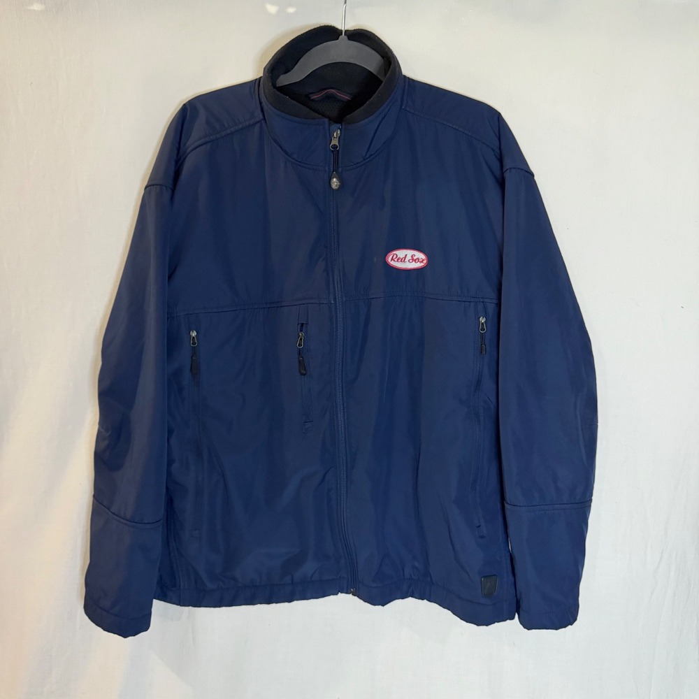 Antigua Boston Red Sox MLB Jacket Mens Navy Blue Full Zip Fleece Lined Outerwear